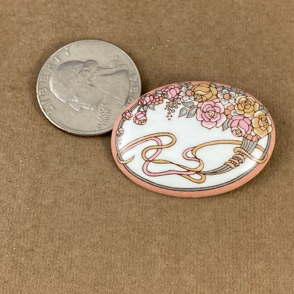 Vintage Michaela Frey Enamel Art Nouveau Broach - Picture 3 of 4